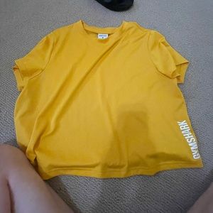 yellow cropped gymshark tee